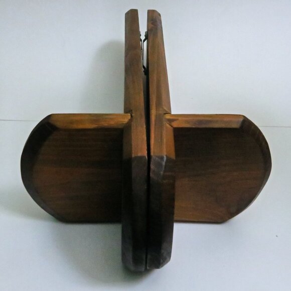 Vintage Pair Hand Crafted 3/4" Wood Hanging Wall Decor 16" Tall Candle Holders - Picture 5 of 7